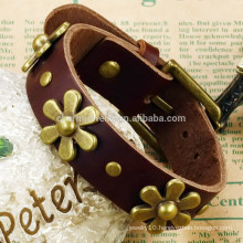 2015 new factory direct creative ethnic retro flower leather bracelet PH784